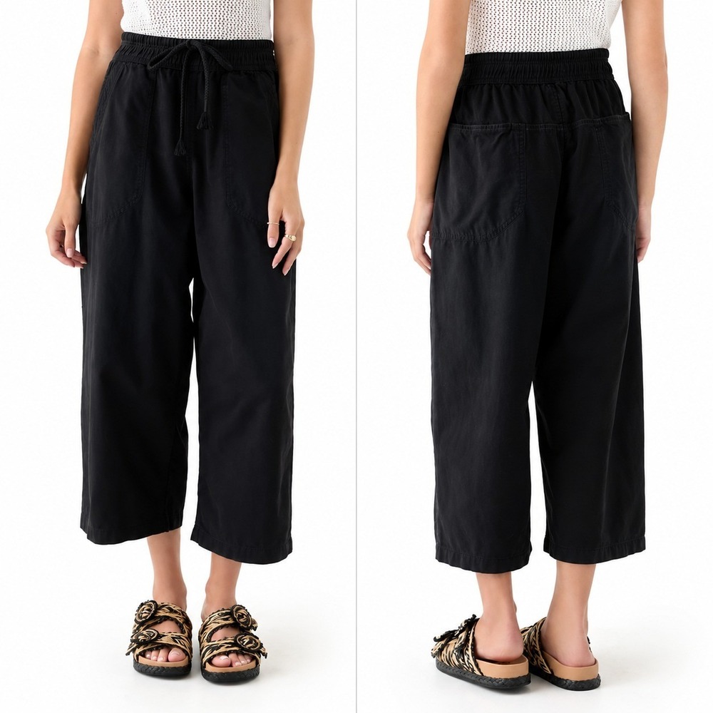 We The Free People Easy Peasy  Pull On Pants Black Wide Leg  Womens Small